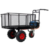 Electric Transportation Cart 24V DC 700W Motor Powered Utility Garden Wagon Dump Cart 660 lbs Load Capacity with Metal Handle & 13 Inch Track Wheels - Fab Heavy Parts