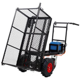 Electric Transportation Cart 24V DC 700W Motor Powered Utility Garden Wagon Dump Cart 660 lbs Load Capacity with Metal Handle & 13 Inch Track Wheels - Fab Heavy Parts