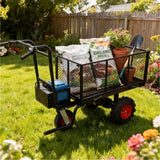 Electric Transportation Cart 24V DC 700W Motor Powered Utility Garden Wagon Dump Cart 660 lbs Load Capacity with Metal Handle & 13 Inch Track Wheels - Fab Heavy Parts