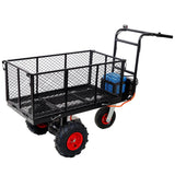 Electric Transportation Cart 24V DC 700W Motor Powered Utility Garden Wagon Dump Cart 660 lbs Load Capacity with Metal Handle & 13 Inch Track Wheels - Fab Heavy Parts