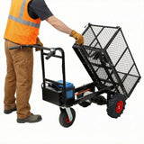 Electric Transportation Cart 24V DC 700W Motor Powered Utility Garden Wagon Dump Cart 660 lbs Load Capacity with Metal Handle & 13 Inch Track Wheels - Fab Heavy Parts