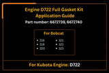 Engine D722 Full Gasket Kit 6672739 Upper+6672740 Lower Aftermarket Replacement For Bobcat 316 319 320 321 322 323 - Fab Heavy Parts