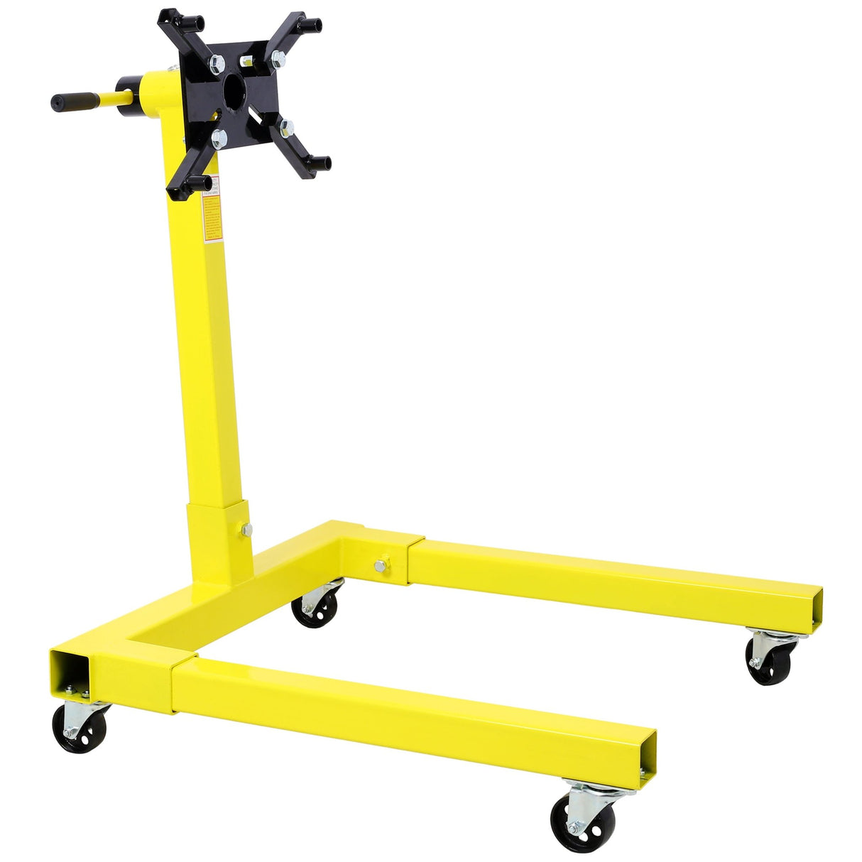 Engine Stand 1250 LBS Capacity 360 Degree Adjustable Mounting Head 4 Ball - Bearing Swivel Caster Wheels Heavy - Duty Square Steel Frame - Yellow - Fab Heavy Parts