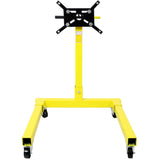 Engine Stand 1250 LBS Capacity 360 Degree Adjustable Mounting Head 4 Ball - Bearing Swivel Caster Wheels Heavy - Duty Square Steel Frame - Yellow - Fab Heavy Parts