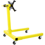 Engine Stand 1250 LBS Capacity 360 Degree Adjustable Mounting Head 4 Ball - Bearing Swivel Caster Wheels Heavy - Duty Square Steel Frame - Yellow - Fab Heavy Parts