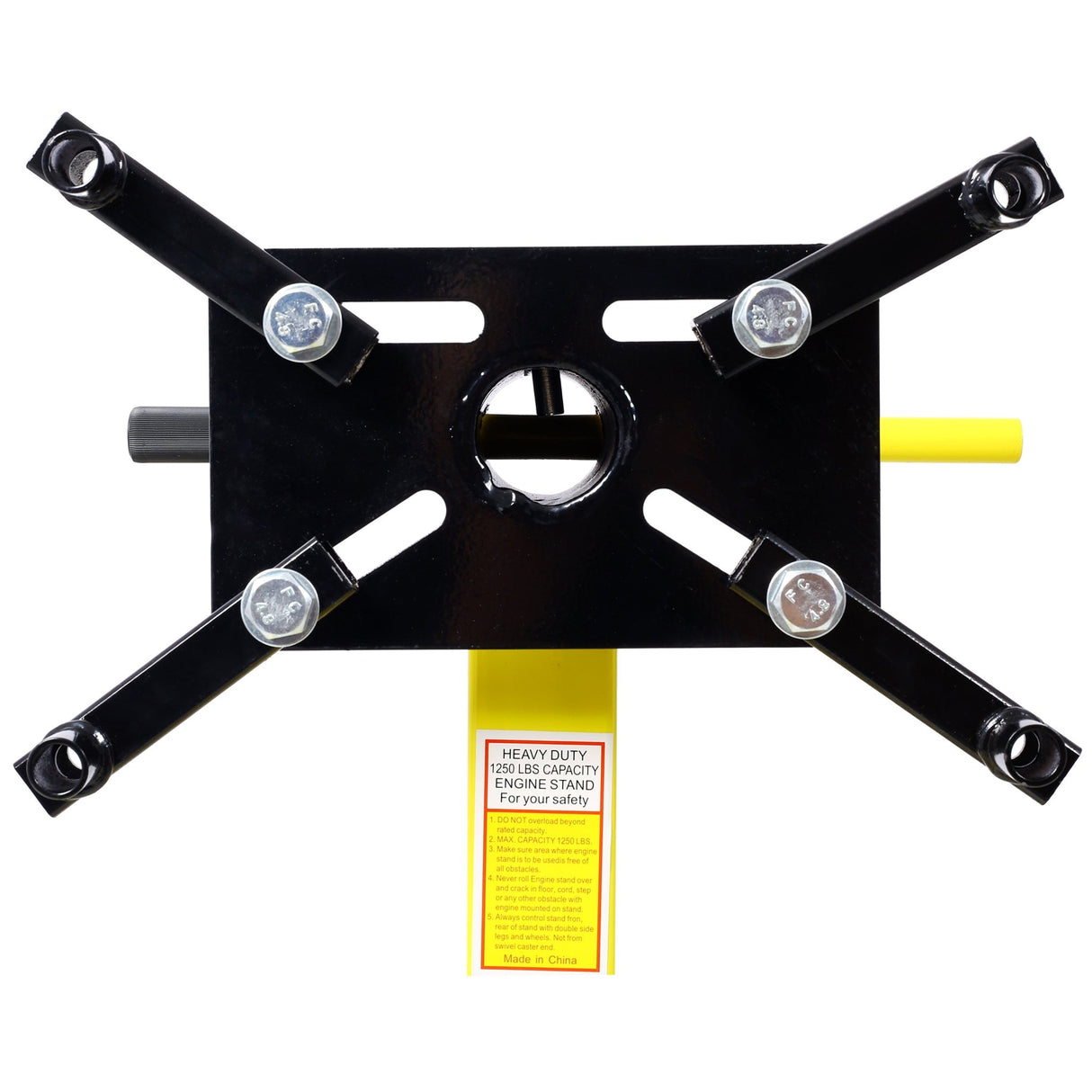 Engine Stand 1250 LBS Capacity 360 Degree Adjustable Mounting Head 4 Ball - Bearing Swivel Caster Wheels Heavy - Duty Square Steel Frame - Yellow - Fab Heavy Parts
