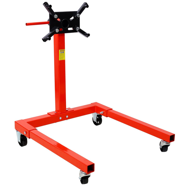Engine Stand 1500 LBS Motor Stand with 4 Wheels 360 Degree Rotating Head & 4 Adjustable Arms - Red - Fab Heavy Parts