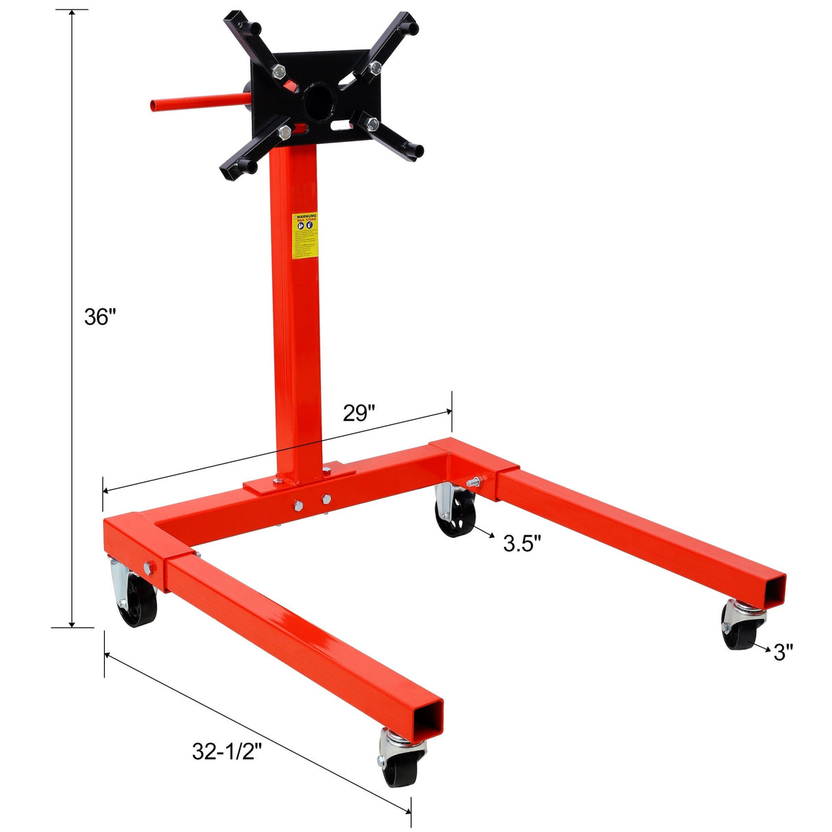 Engine Stand 1500 LBS Motor Stand with 4 Wheels 360 Degree Rotating Head & 4 Adjustable Arms - Red - Fab Heavy Parts