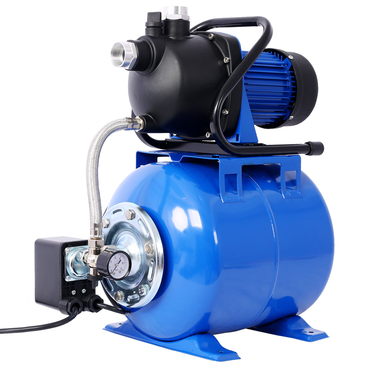 1.6HP Shallow Well Pump with Pressure Tank Automatic Booster Pump--Blue