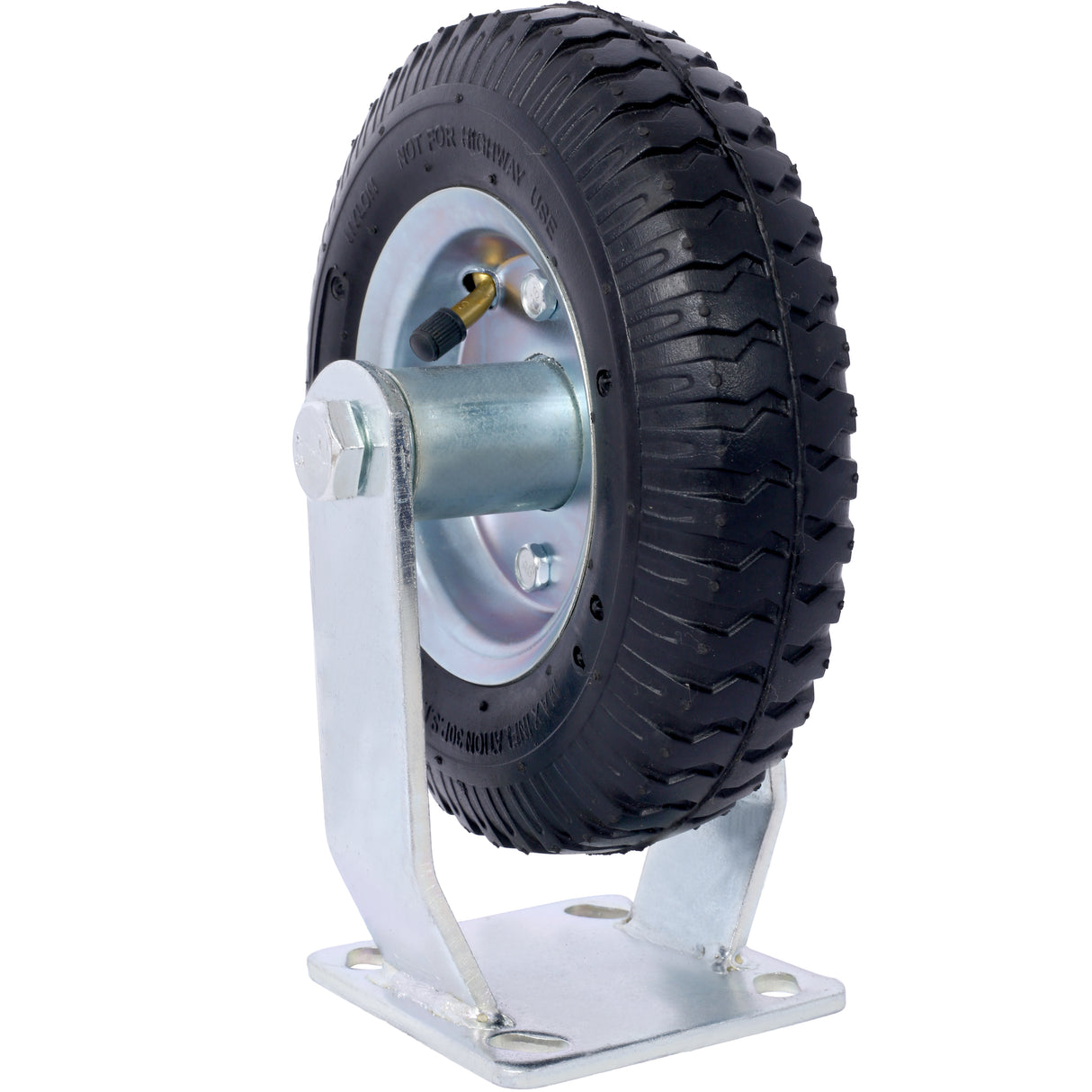 2PCS 8IN Pneumatic Tire Rigrid Caster Wheel Swivel Plate Steel Hub with Ball Bearings 5/8-Inch Bore Centered Axle Black