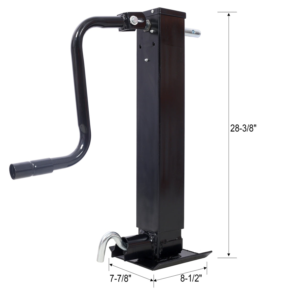 Weld On Trailer Jack 12,000 lbs. Capacity Sidewind Crank No Mount Square Tube 26 Inch Travel Heavy-Duty Square Tube