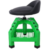 Pneumatic 360 Degree Swivel Stool Rolling Creeper Seat Heavy Duty with Casters 300 lbs Capacity--Green