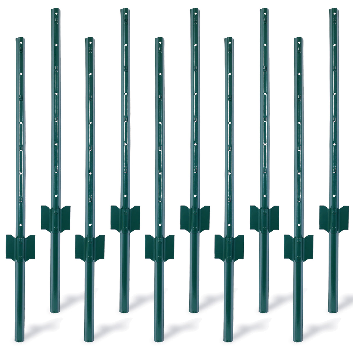 3Feet 10Pack Heavy Duty Metal Fence Post with U-Channel Steel U-Post for Holding Garden Wire Corner Anchor--Green