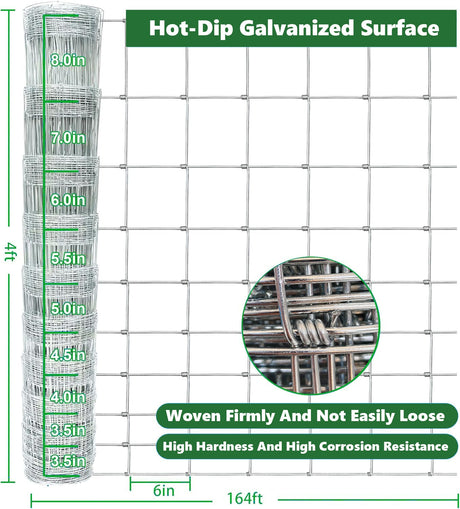Farm Fence 4ft x 164ft 13Gauge Heavy Zinc Coating - Fab Heavy Parts