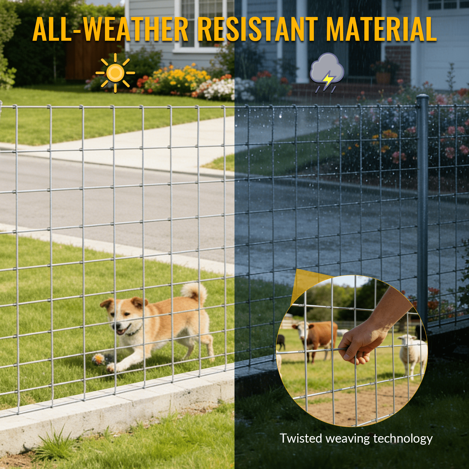 Farm Fence 5ft x 328ft 14Gauge Heavy Zinc Coating Cattle Fence Galvanized Field Wire Fencing Deer Fence Goat Fence Hog Wire Fencing for Yard Livestock & Animals Protection - Fab Heavy Parts