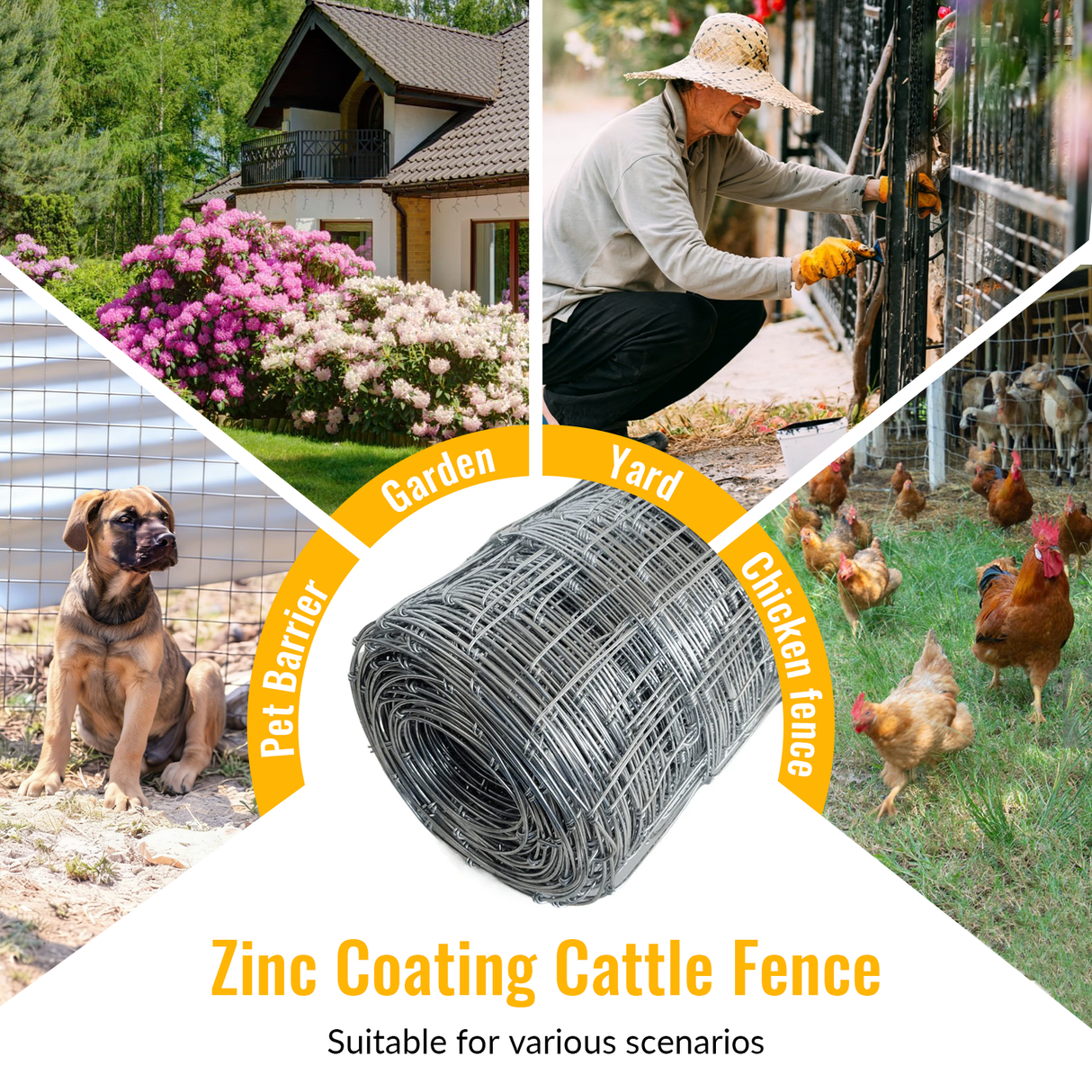 Farm Fence 5ft x 328ft 14Gauge Heavy Zinc Coating Cattle Fence Galvanized Field Wire Fencing Deer Fence Goat Fence Hog Wire Fencing for Yard Livestock & Animals Protection - Fab Heavy Parts