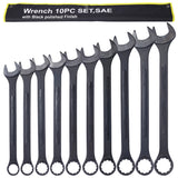 10 PCS SAE Jumbo Combination Wrench Set Extra Large Black-Oxide 1-5/16" - 2" kasama ang Pouch