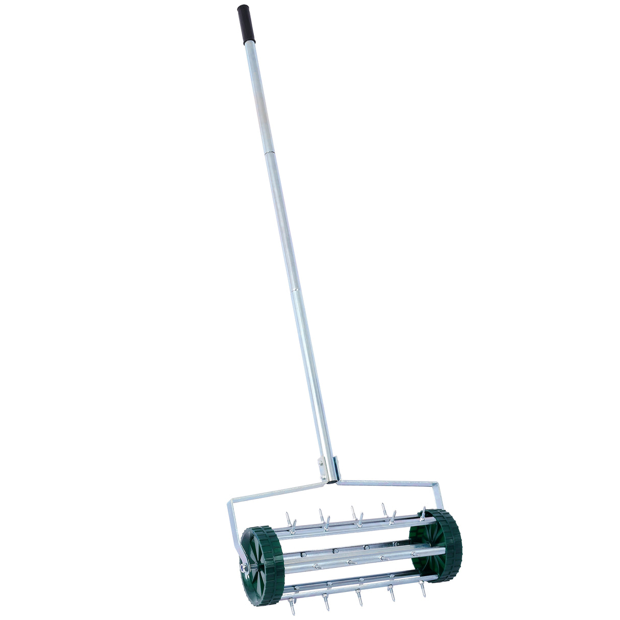 Spike Lawn Aerator Heavy Duty Rotary Push with Steel Handle--Green