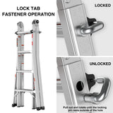 17ft Multi-Position Foldable Aluminum Ladder A-Frame and Straight Ladder ANSI 250lbs--Grey