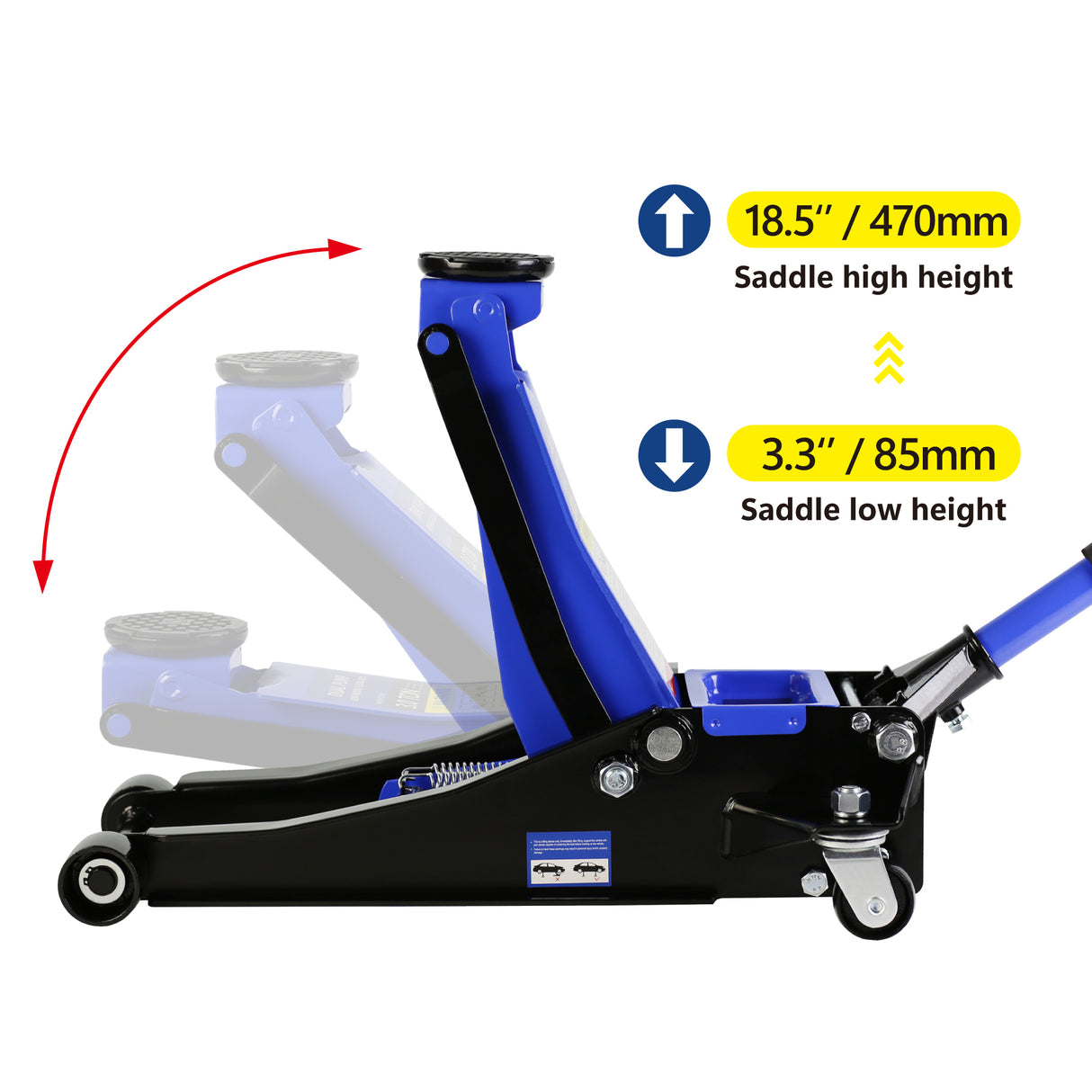 6600 Lbs Hydraulic Low Profile and Steel Racing Floor Jack with Dual Piston Quick Lift Pump Blue Lifting Range 3.3"-18.5"
