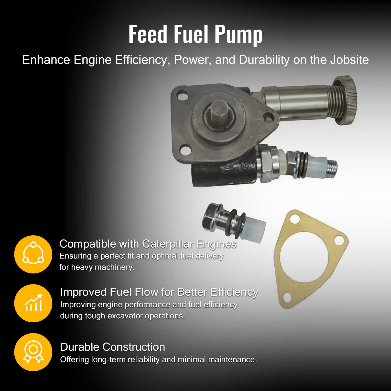 Feed Fuel Pump 255 - 2969 2552969 Fits for Caterpillar CAT Engine 3064 3066 C6.4 Excavator 311C 312C 318C 320C 321C - Fab Heavy Parts