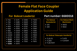 Female Flat Face Coupler 6680018 Aftermarket Replacement For Bobcat Loader S250 S300 S330 S450 S510 S530 S550 S570 S590 - Fab Heavy Parts