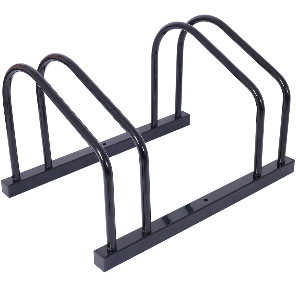 2 Bikes Floor Bike Stand Parking Rack 22-28" Wheel Max Tire Width 2.15" Black Painted