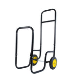 Firewood Log Cart Carrier Outdoor Indoor Black Steel Wood Rack Storage Mover Rolling Wheeled Metal Dolly Hauler Moving Equipment - Fab Heavy Parts