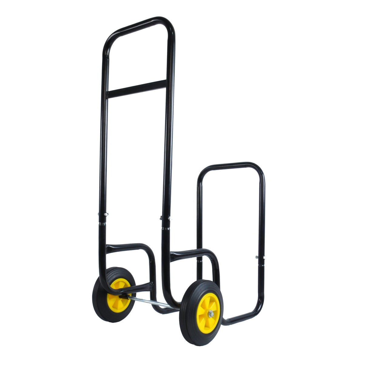 Firewood Log Cart Carrier Outdoor Indoor Black Steel Wood Rack Storage Mover Rolling Wheeled Metal Dolly Hauler Moving Equipment - Fab Heavy Parts