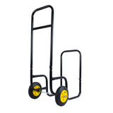 Firewood Log Cart Carrier Outdoor Indoor Black Steel Wood Rack Storage Mover Rolling Wheeled Metal Dolly Hauler Moving Equipment - Fab Heavy Parts