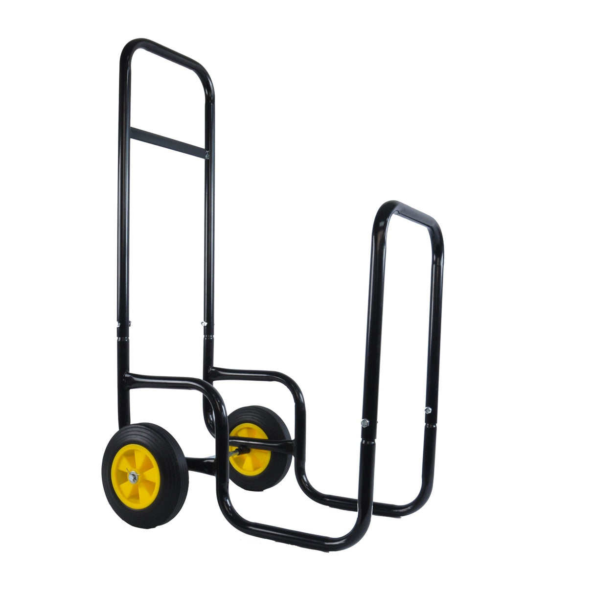Firewood Log Cart Carrier Outdoor Indoor Black Steel Wood Rack Storage Mover Rolling Wheeled Metal Dolly Hauler Moving Equipment - Fab Heavy Parts