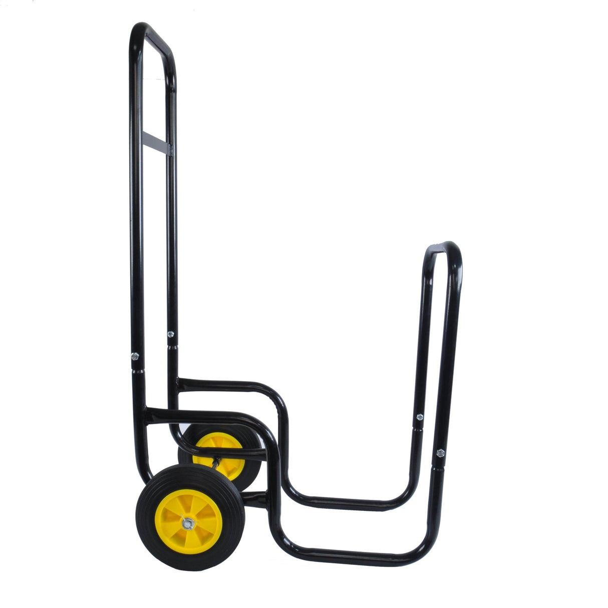 Firewood Log Cart Carrier Outdoor Indoor Black Steel Wood Rack Storage Mover Rolling Wheeled Metal Dolly Hauler Moving Equipment - Fab Heavy Parts