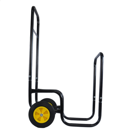 Firewood Log Cart Carrier Outdoor Indoor Black Steel Wood Rack Storage Mover Rolling Wheeled Metal Dolly Hauler Moving Equipment - Fab Heavy Parts