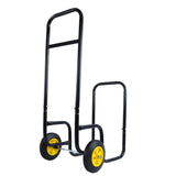 Firewood Log Cart Carrier Outdoor Indoor Black Steel Wood Rack Storage Mover Rolling Wheeled Metal Dolly Hauler Moving Equipment - Fab Heavy Parts