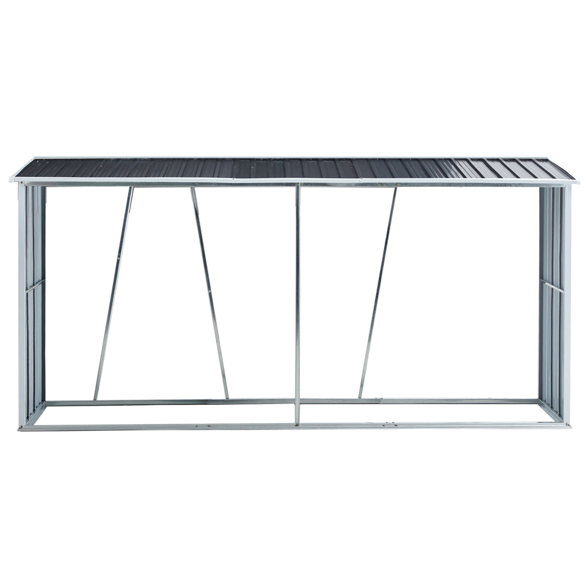 Firewood Rack Log Holder Storage with Roof Stand Gray Galvanized Steel 129.9" - Fab Heavy Parts