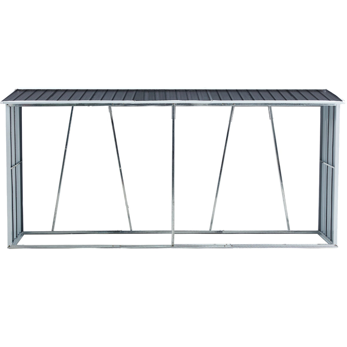 Firewood Rack Log Holder Storage with Roof Stand Gray Galvanized Steel 129.9" - Fab Heavy Parts