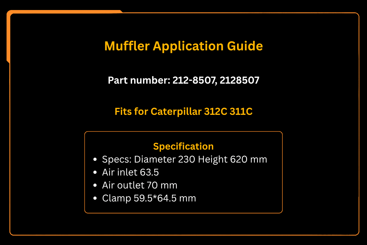 Fits for Caterpillar CAT 312C 311C Excavator Muffler P/N 212-8507 2128507 - Fab Heavy Parts