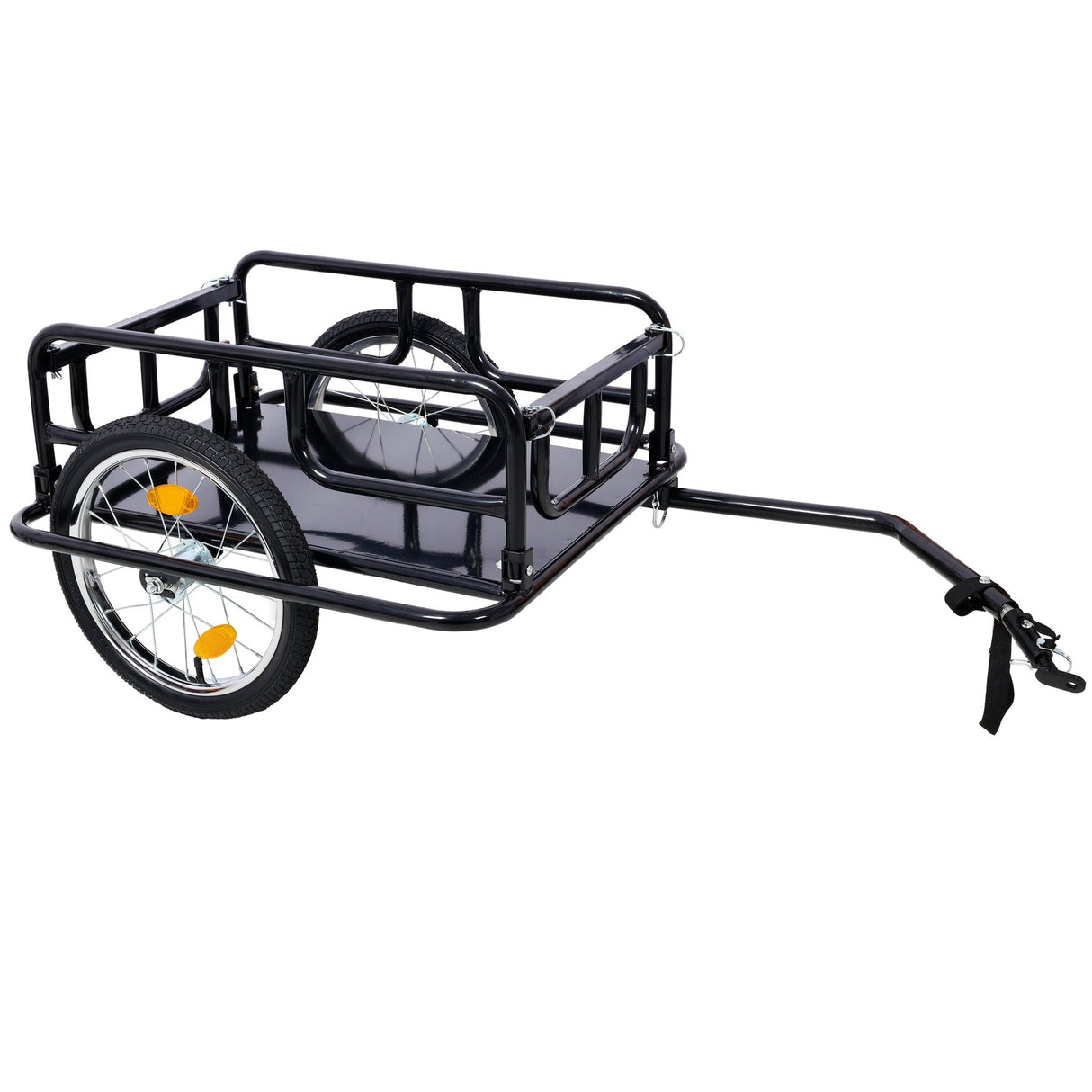 Foldable Bike Cargo Trailer with Universal Bike Hitch 16" Wheels & Reflectors - Black - Fab Heavy Parts