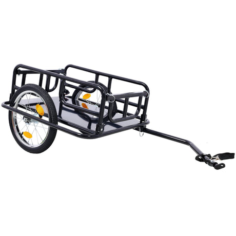 Foldable Bike Cargo Trailer with Universal Bike Hitch 16" Wheels & Reflectors - Black - Fab Heavy Parts