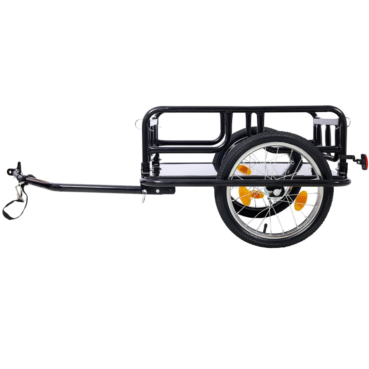 Foldable Bike Cargo Trailer with Universal Bike Hitch 16" Wheels & Reflectors - Black - Fab Heavy Parts