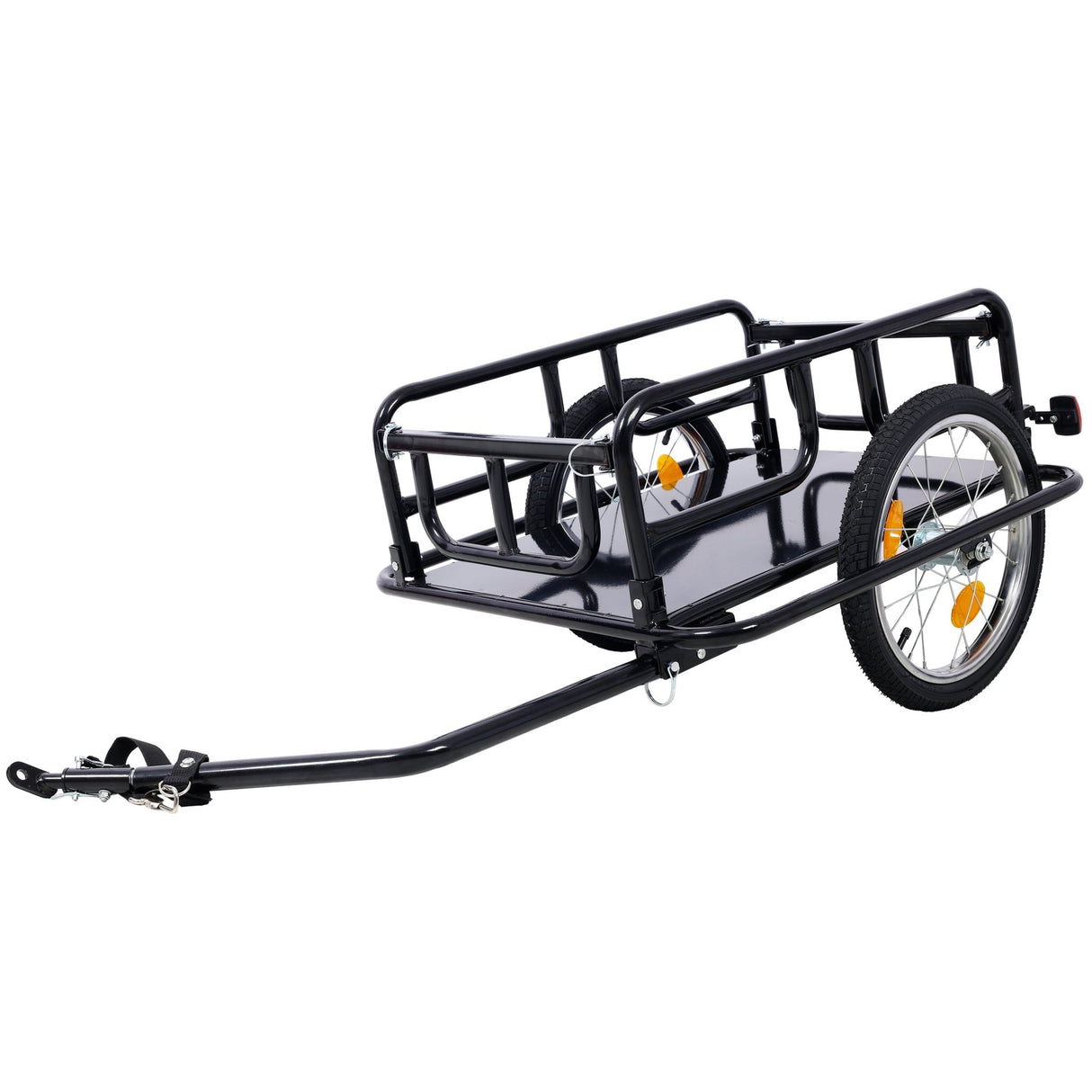 Foldable Bike Cargo Trailer with Universal Bike Hitch 16" Wheels & Reflectors - Black - Fab Heavy Parts