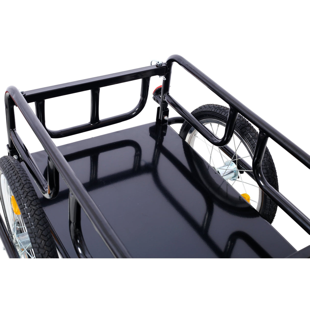 Foldable Bike Cargo Trailer with Universal Bike Hitch 16" Wheels & Reflectors - Black - Fab Heavy Parts