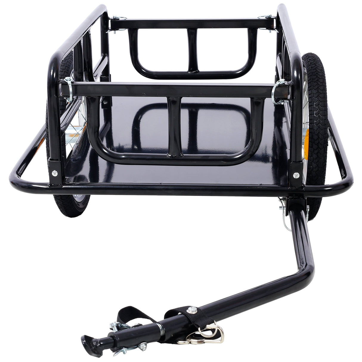 Foldable Bike Cargo Trailer with Universal Bike Hitch 16" Wheels & Reflectors - Black - Fab Heavy Parts