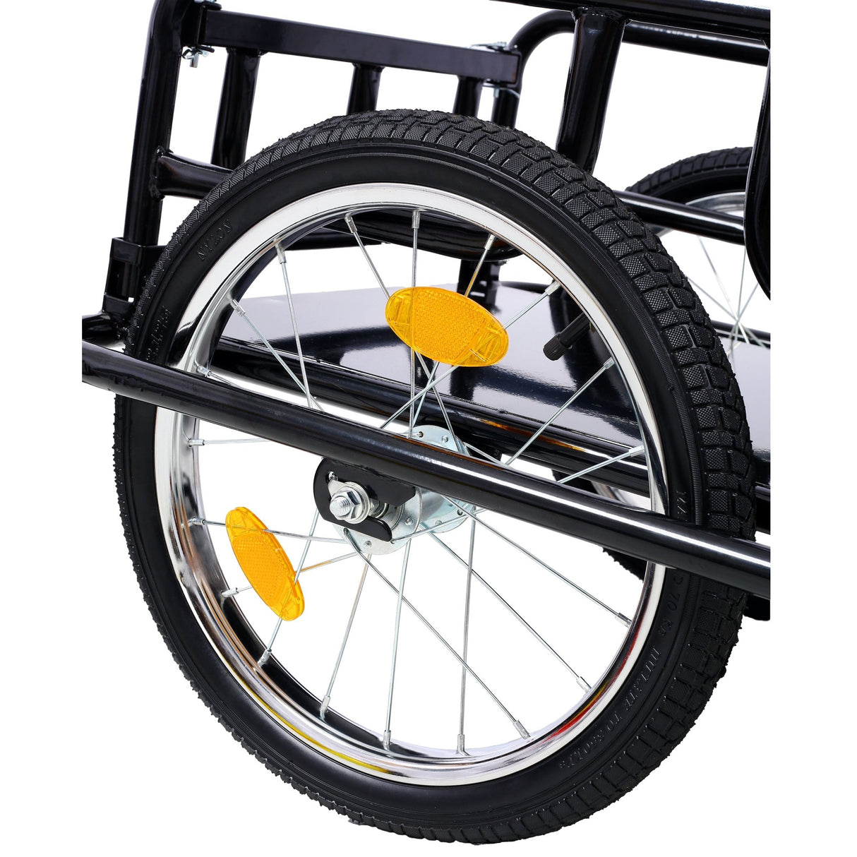 Foldable Bike Cargo Trailer with Universal Bike Hitch 16" Wheels & Reflectors - Black - Fab Heavy Parts