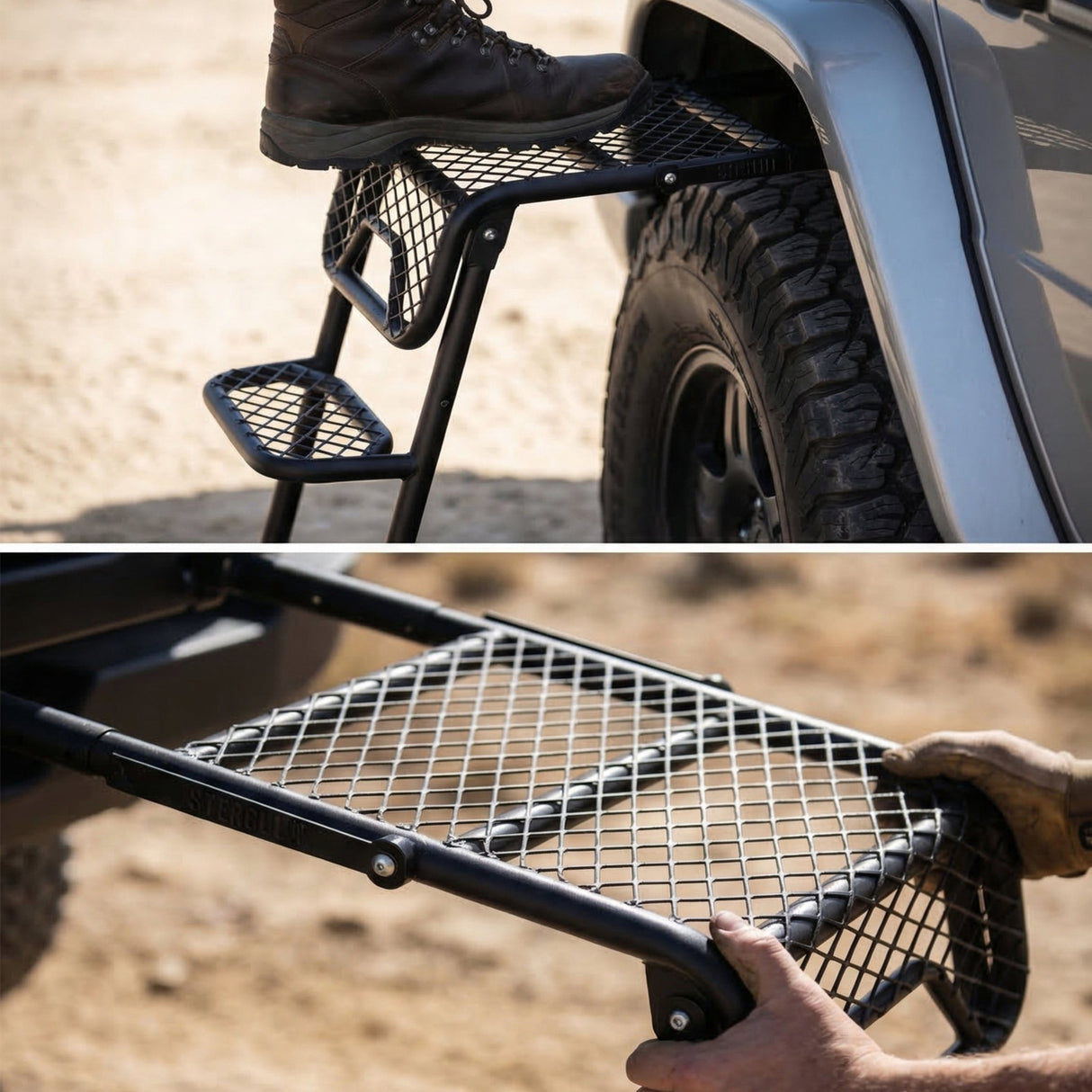 Foldable SUV Tire Ladder Adjustable Vehicle Access Step for Truck SUV RV Offroad - Fab Heavy Parts