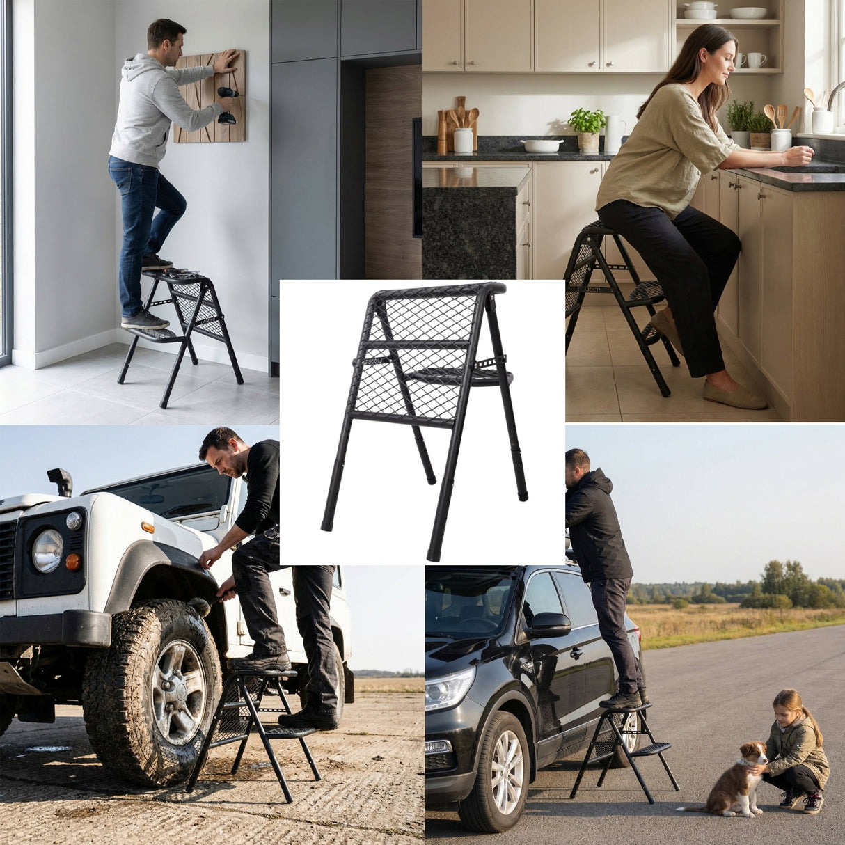 Foldable SUV Tire Ladder Adjustable Vehicle Access Step for Truck SUV RV Offroad - Fab Heavy Parts