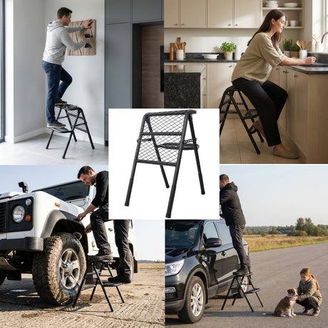 Foldable SUV Tire Ladder Adjustable Vehicle Access Step for Truck SUV RV Offroad - Fab Heavy Parts