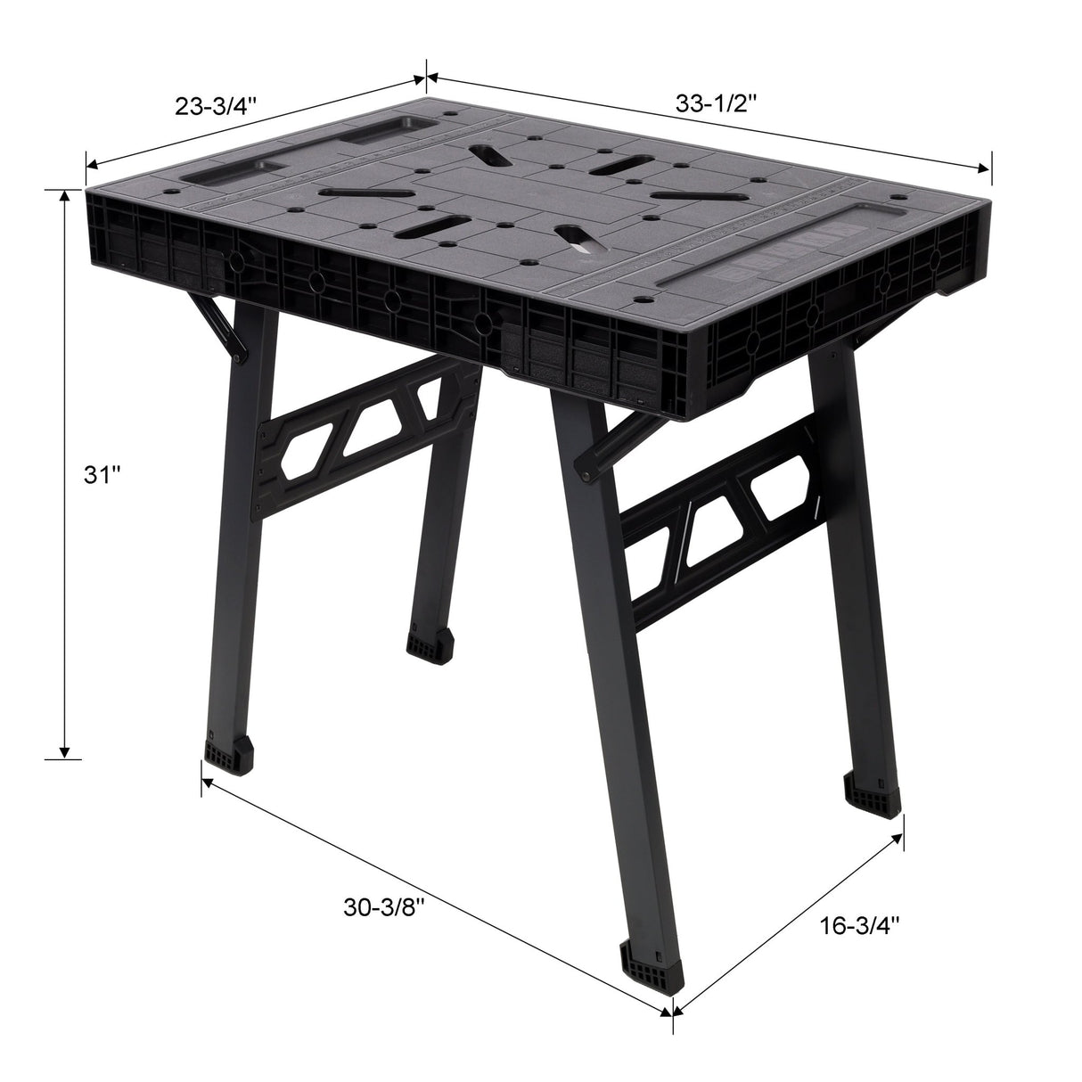Foldable Work Bench Portable Workstation Work Bench Suitable for Garage Workshop and Home 1650LBS Capacity - Black - Fab Heavy Parts