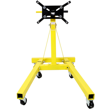 Folding Engine Stand 2000 LBS Capacity Motor Hoist 360 Degree Adjustable Mounting Head Dolly Mover Auto Repair Rebuild Jack - Yellow - Fab Heavy Parts