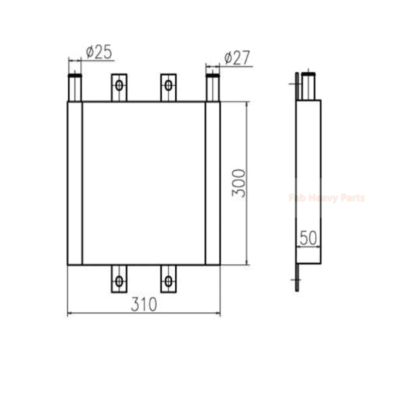 For Hitachi ExcavatorZX40U - 2 ZX50U - 2 ZX55UR - 2 ZX55UR - 3 Hydraulic Oil Cooler 4631388 - Fab Heavy Parts